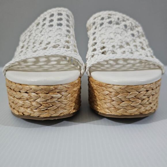 NEW Marc Fisher LTD Hollis Wedge Size 10 Platform Espadrille Sandal White Raffia - Picture 6 of 12